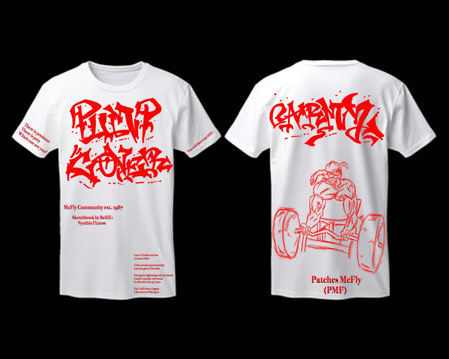 Pump Cover Patches Arms White T-Shirts