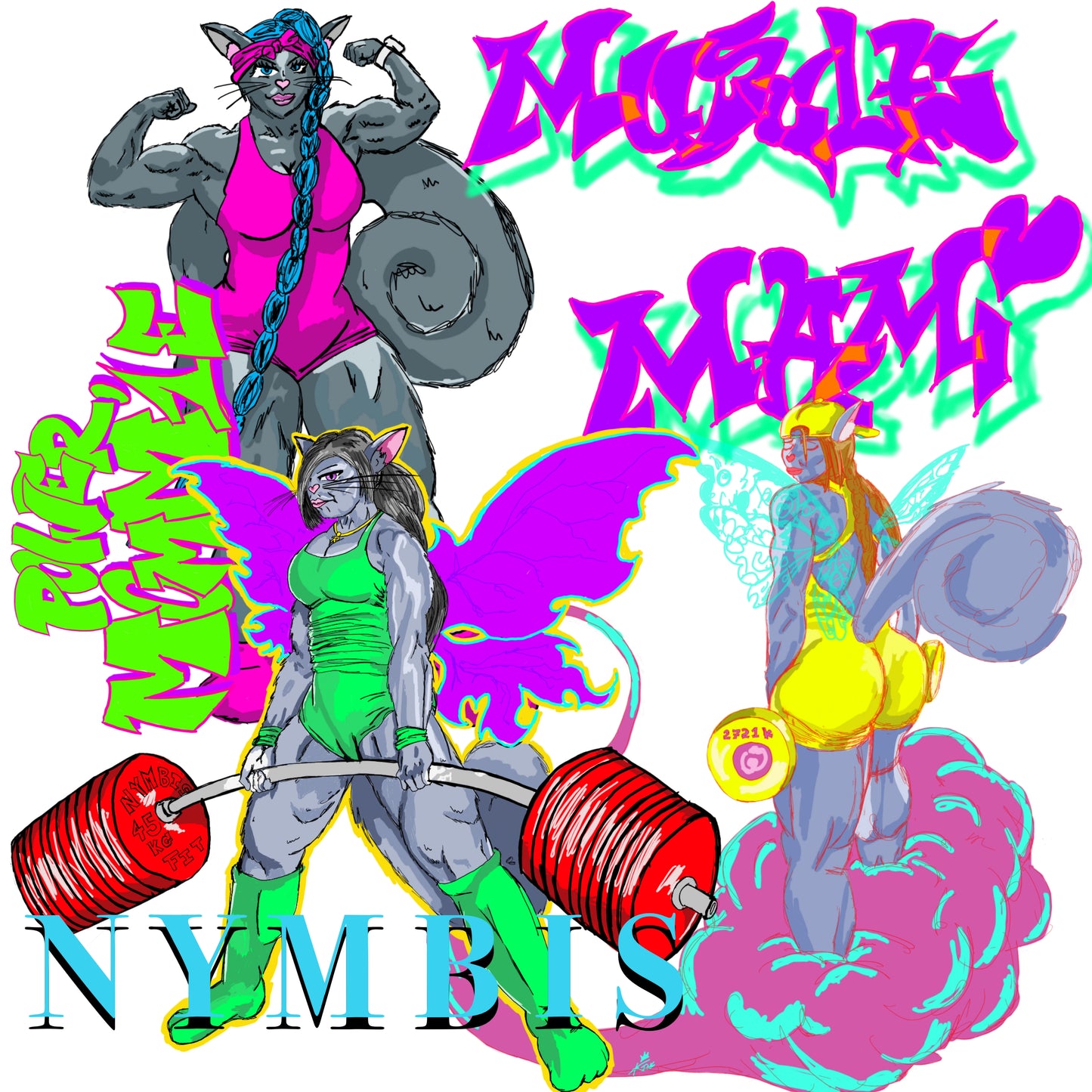 Muscle/Power Mami Max Graffitix White Sweatpants