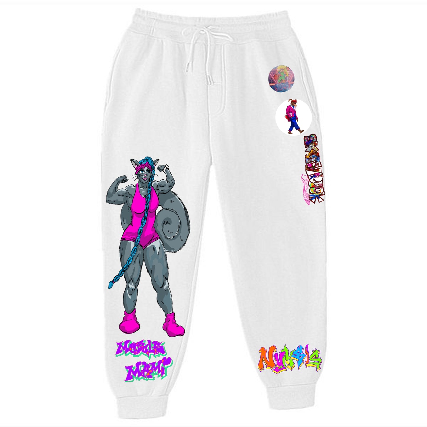 Muscle Mami Graffitix White Sweatpants