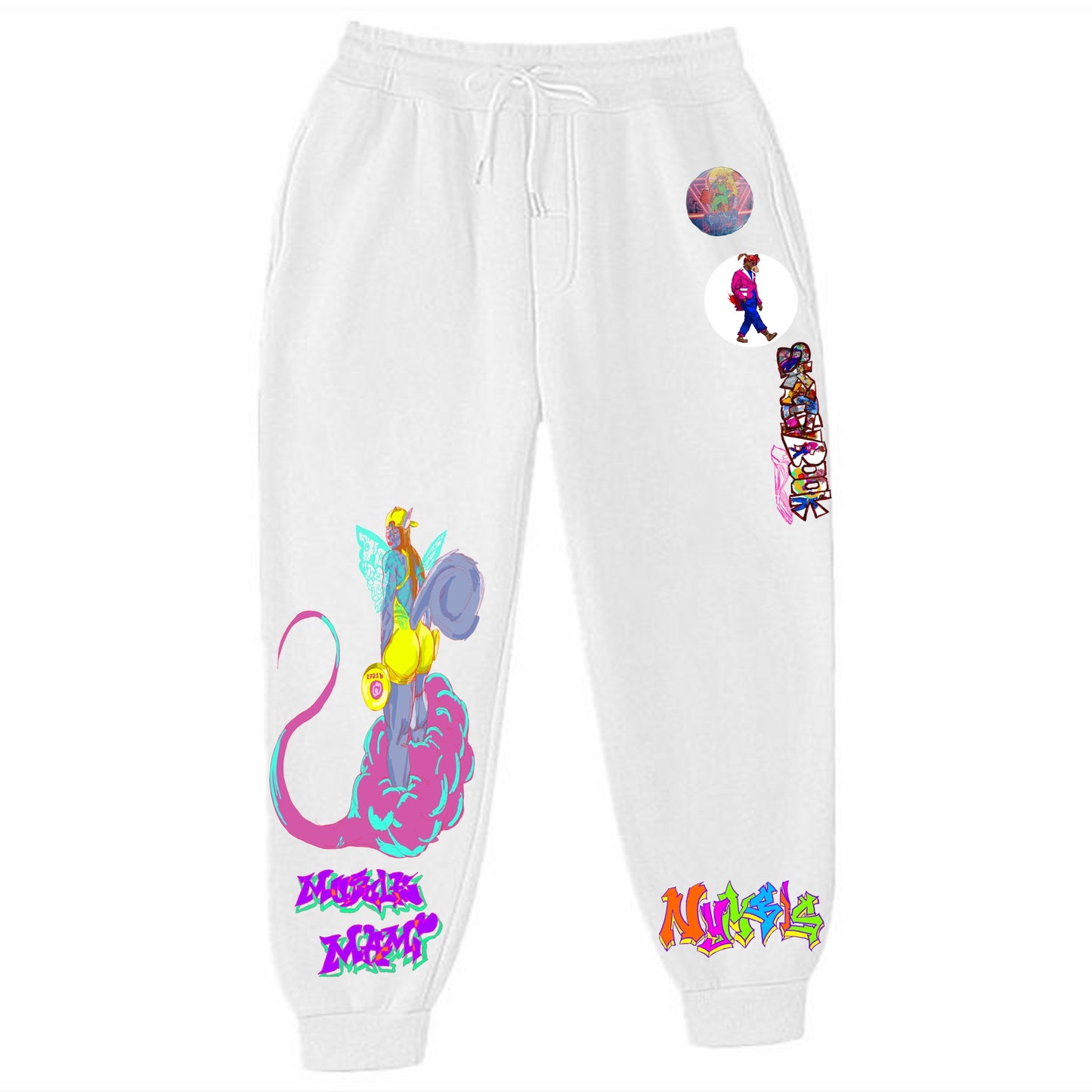 Muscle Mami Graffitix White Sweatpants