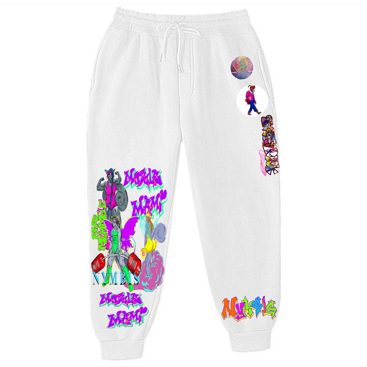 Muscle/Power Mami Max Graffitix White Sweatpants