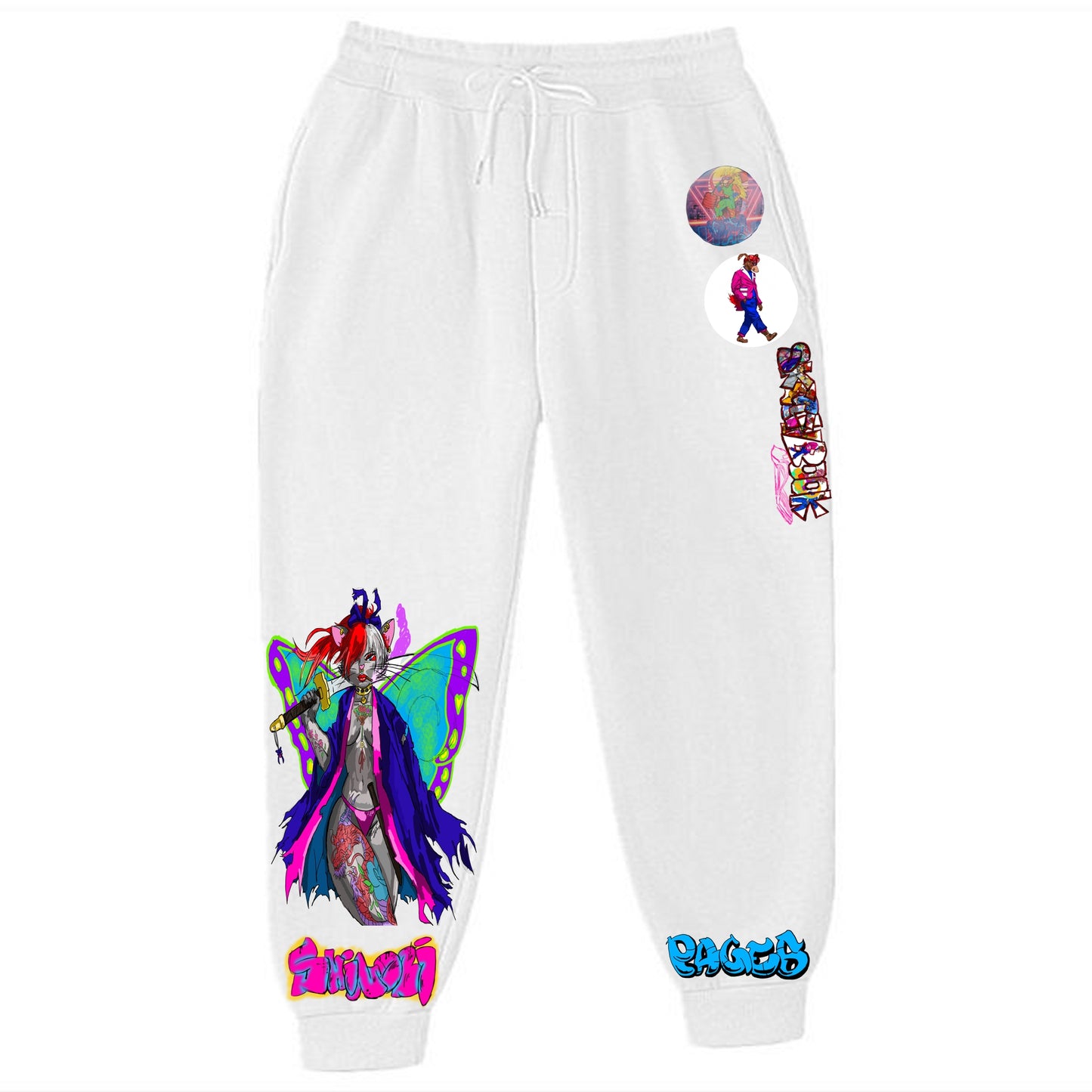Regina Shinobi Graffitix White Sweatpants