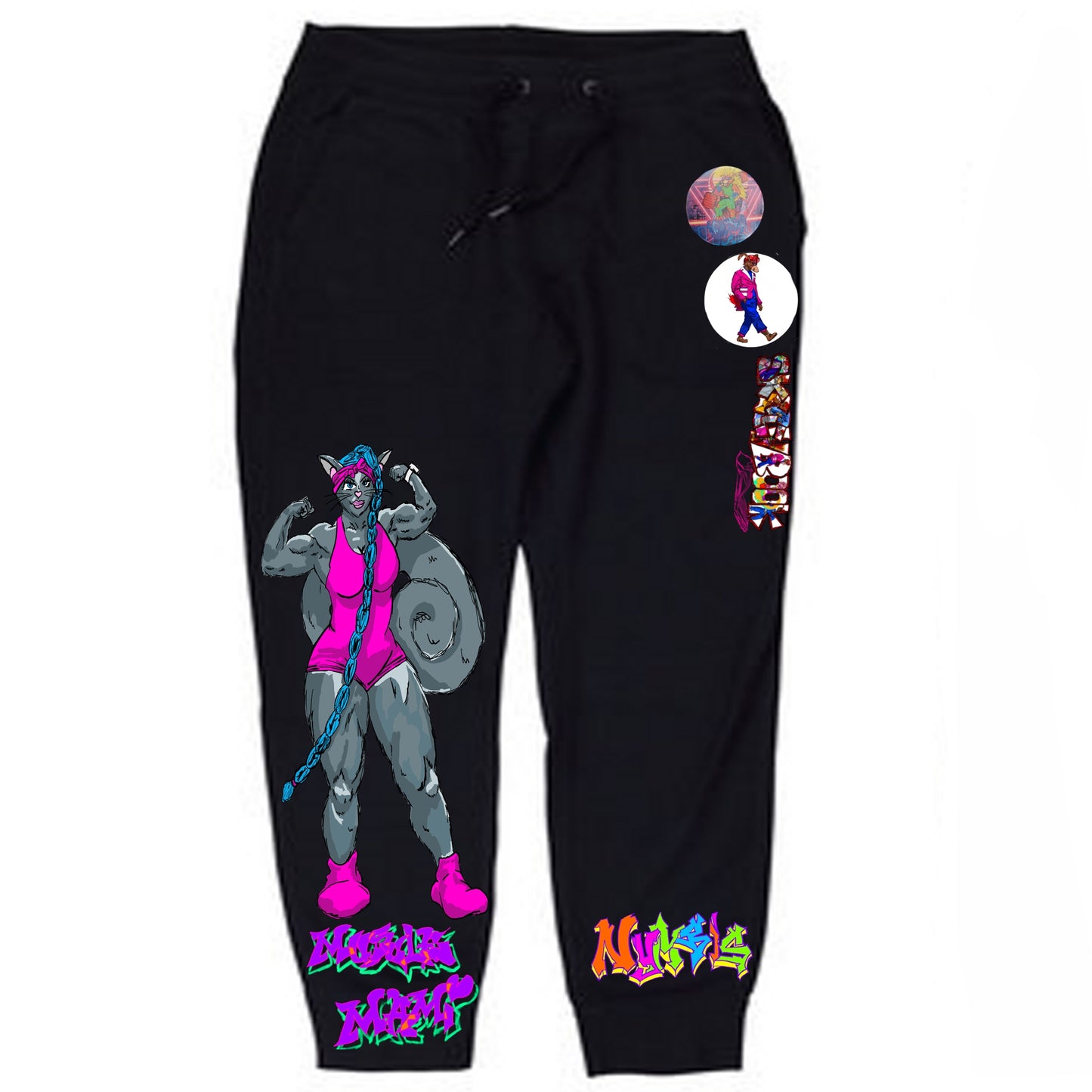 Muscle Mami Graffitix Black Sweatpants