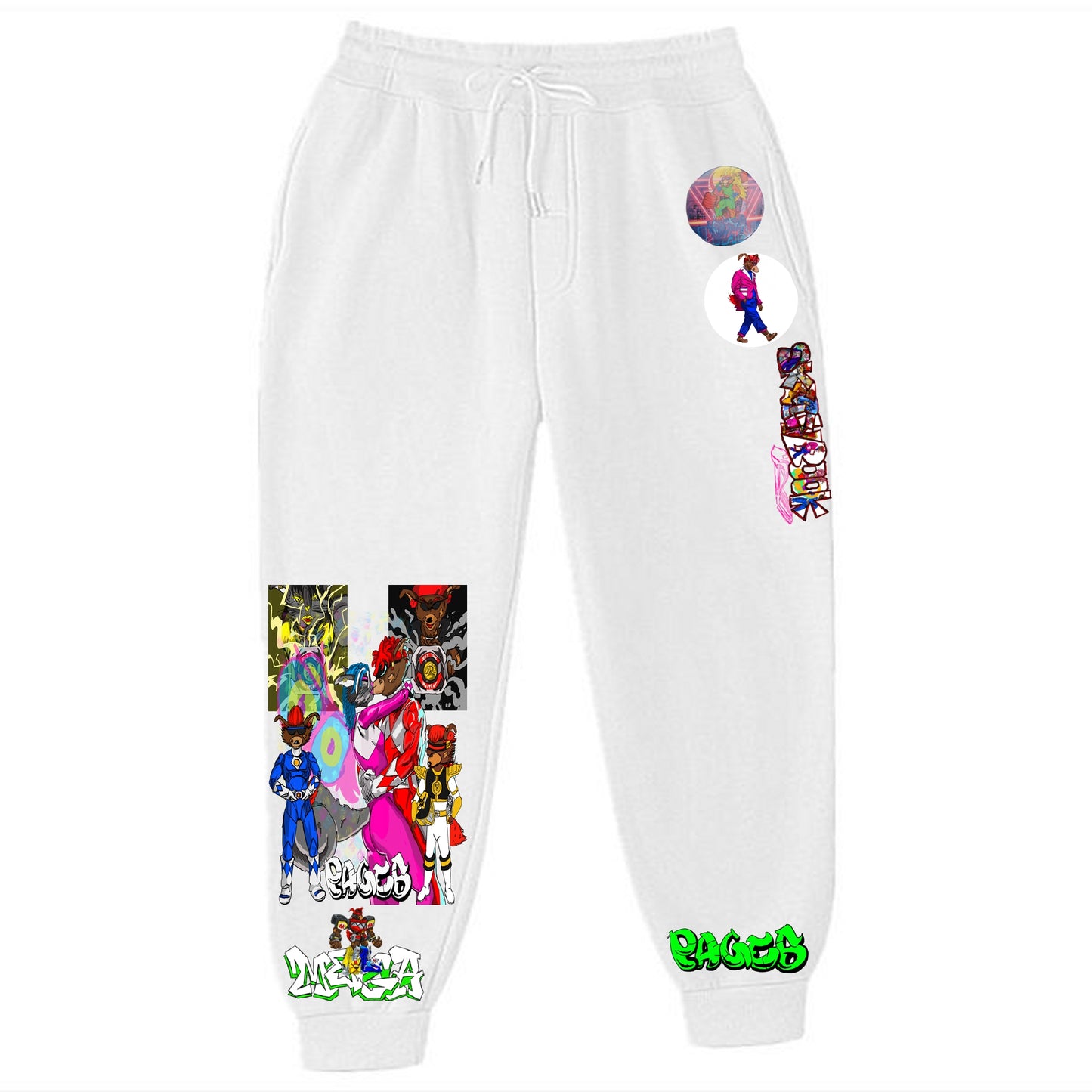 The Mighty Graffitix White Sweatpants