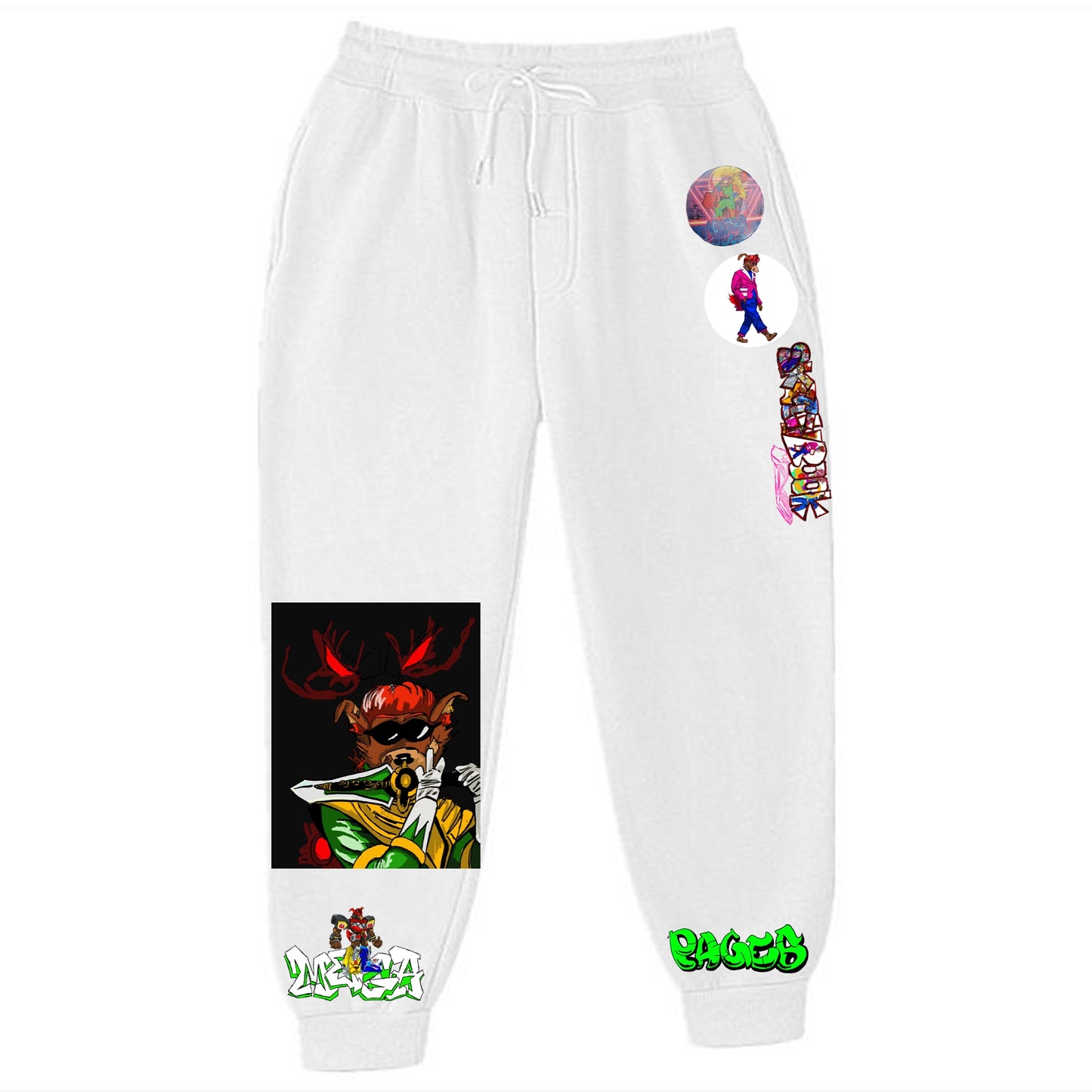 The Mighty Graffitix White Sweatpants