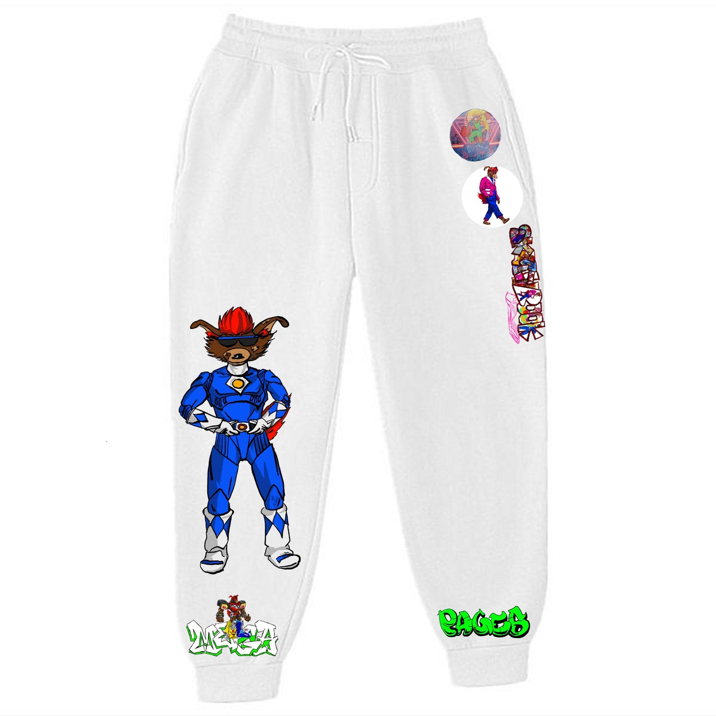 The Mighty Graffitix White Sweatpants