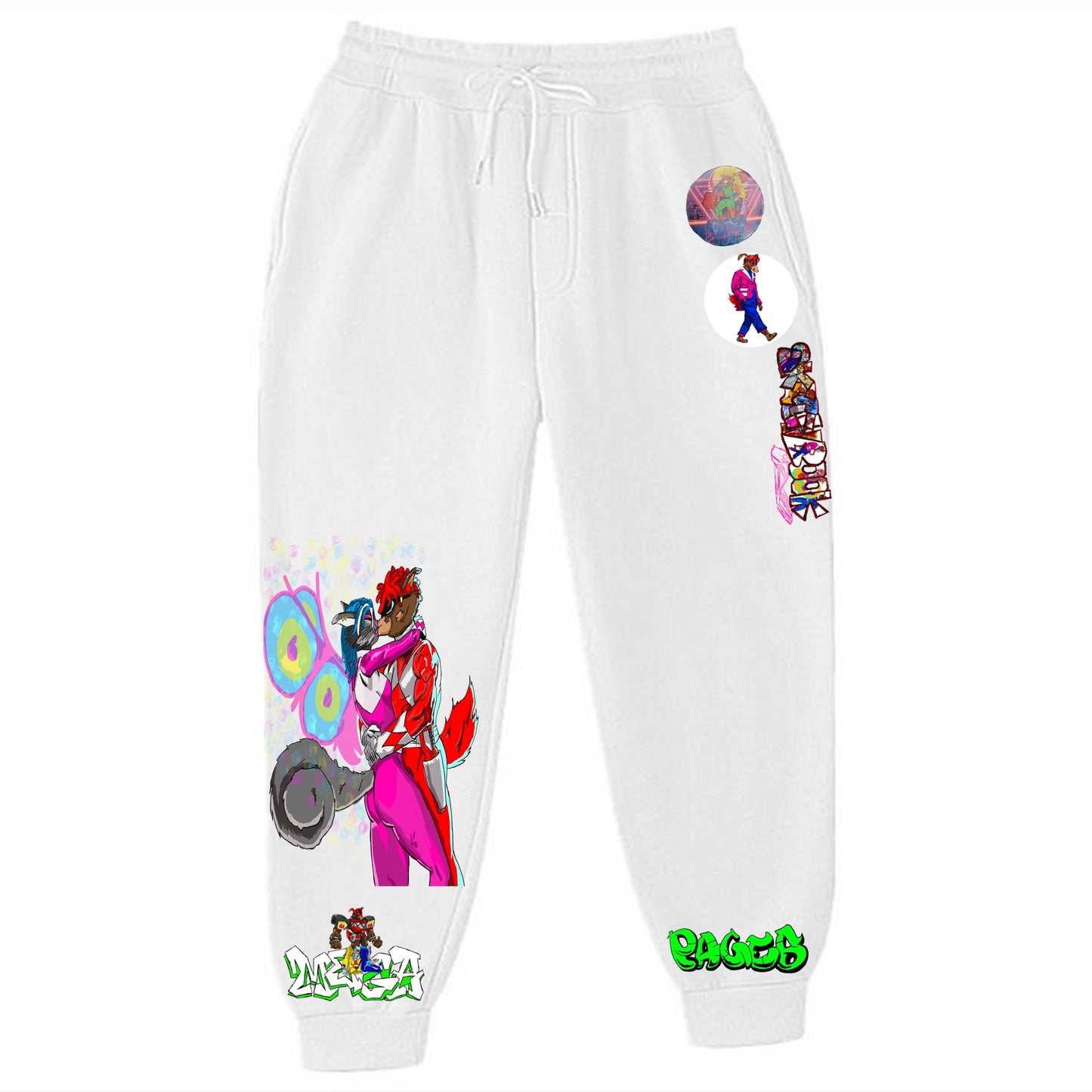 The Mighty Graffitix White Sweatpants