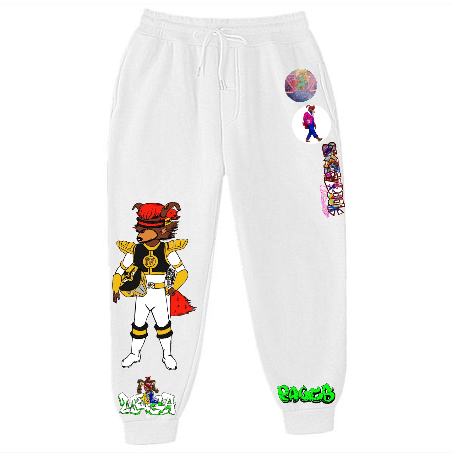 The Mighty Graffitix White Sweatpants