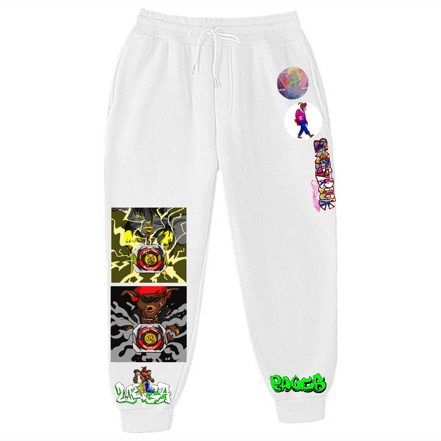 The Mighty Graffitix White Sweatpants