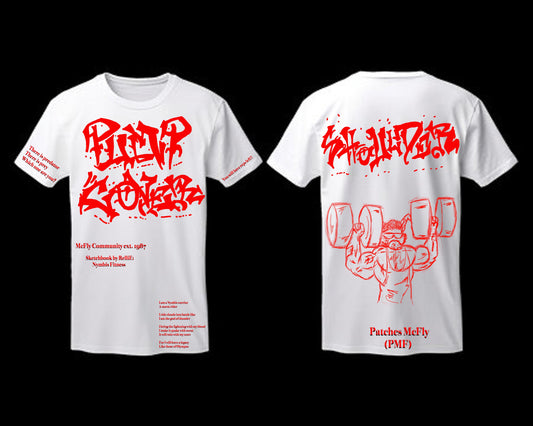 Pump Cover Patches Shoulder White T-Shirt