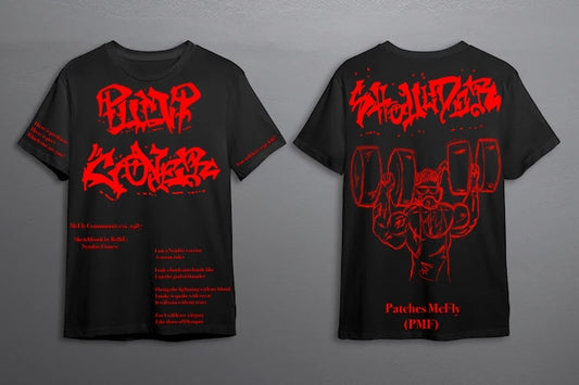 Pump Cover Patches Shoulder Black T-Shirt